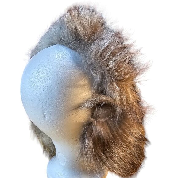 Collapsible Creamy Beige Brown Fur Earmuffs - Picture 3 of 7